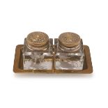 TWO BRASS INKWELLS 20TH CENTURY