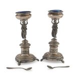 PAIR OF UNUSUAL SILVER SALT CELLARS 20TH CENTURY