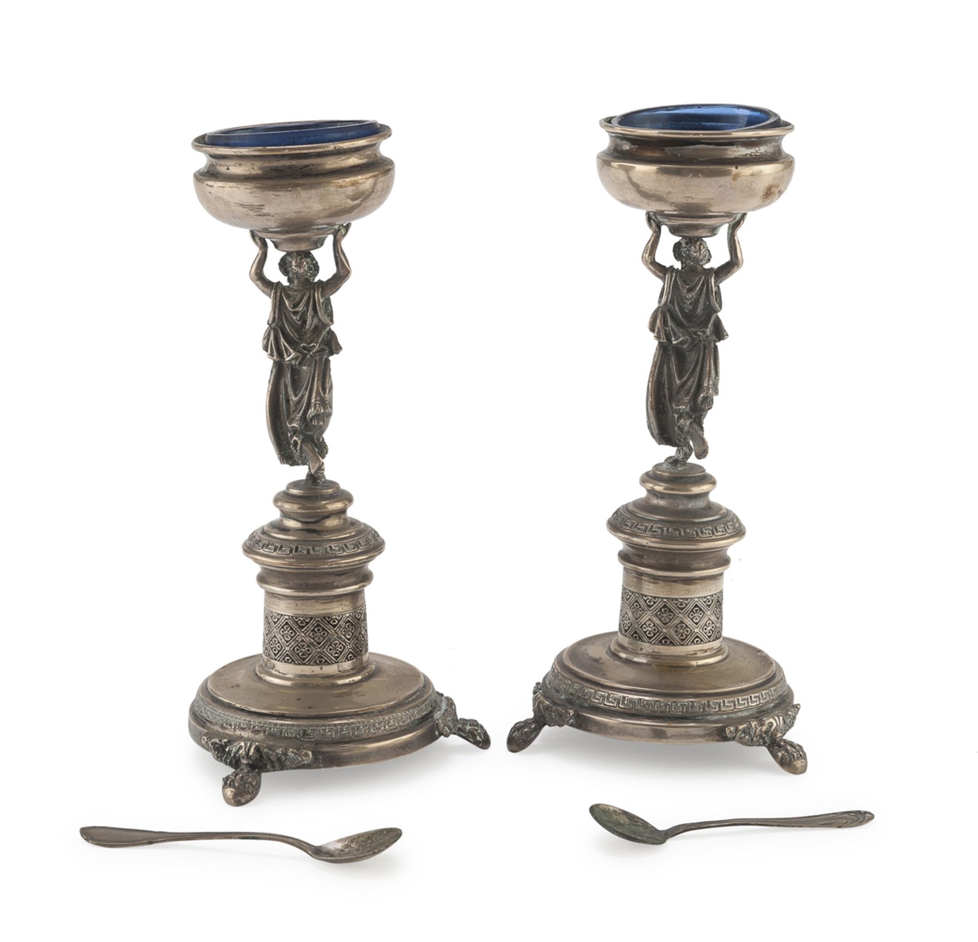 PAIR OF UNUSUAL SILVER SALT CELLARS 20TH CENTURY