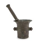 BRONZE MORTAR WITH PESTLE LATE 18TH CENTURY