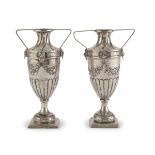 TWO SILVER AMPHORA VASES PROBABLY GERMANY 19TH CENTURY