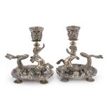 BEAUTIFUL COUPLE OF SILVER CANDLESTICKS MILAN PUNCH 1944/1968