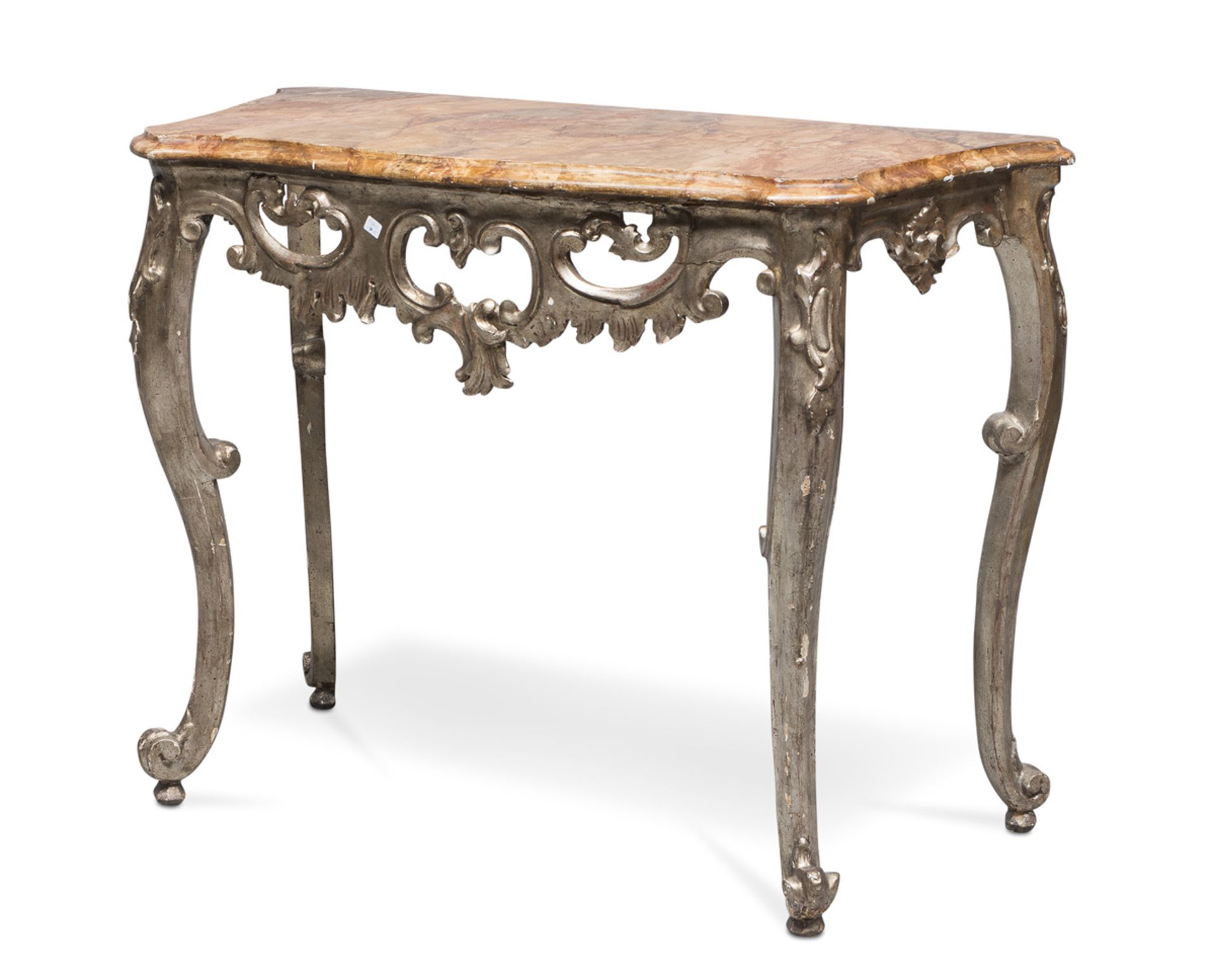 SMALL SILVER WOOD CONSOLE ELEMENTS FROM THE 18TH CENTURY