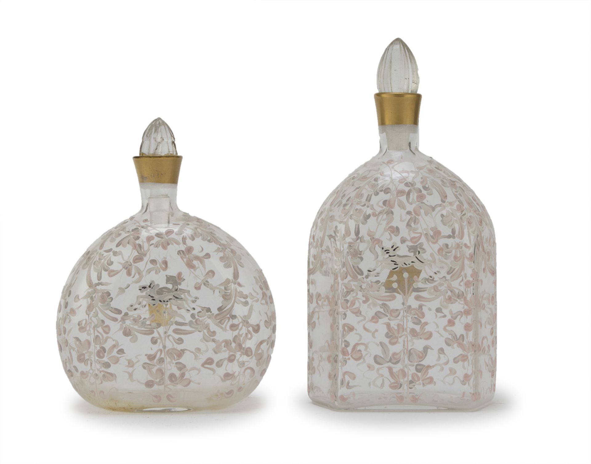 TWO BOTTLES IN BLOWN GLASS EARLY 20TH CENTURY