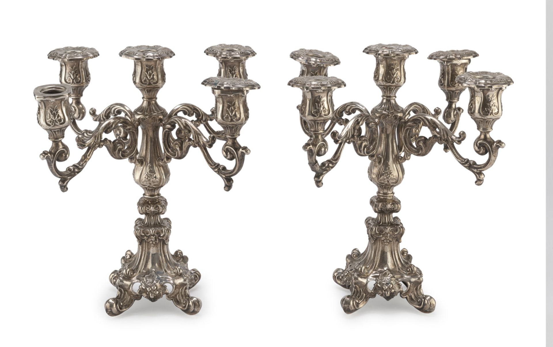 PAIR OF SILVER CANDELABRA PUNCH VERCELLI 1944/1968