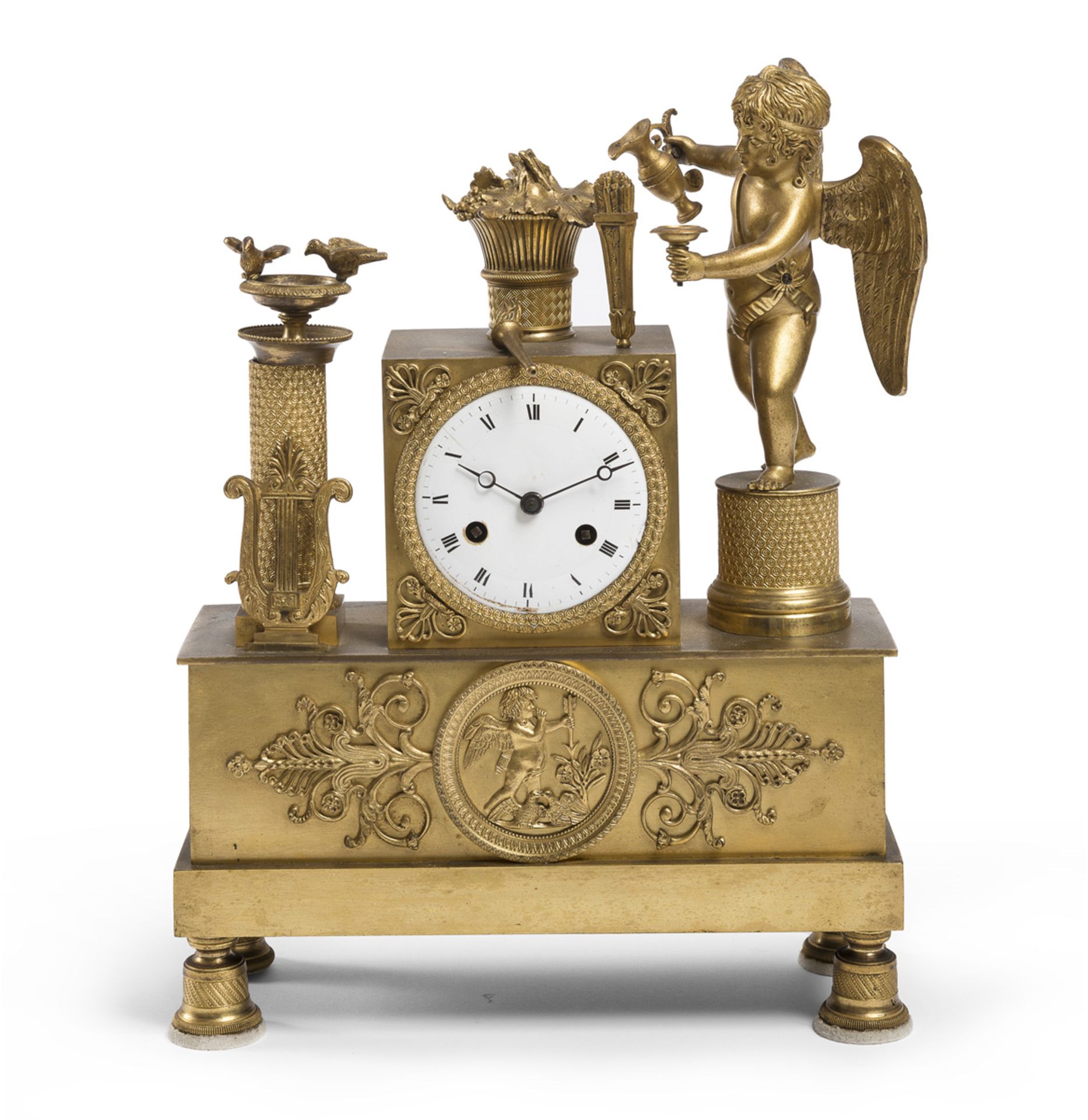 BEAUTIFUL GOLDEN BRONZE TABLE CLOCK EARLY 19th CENTURY