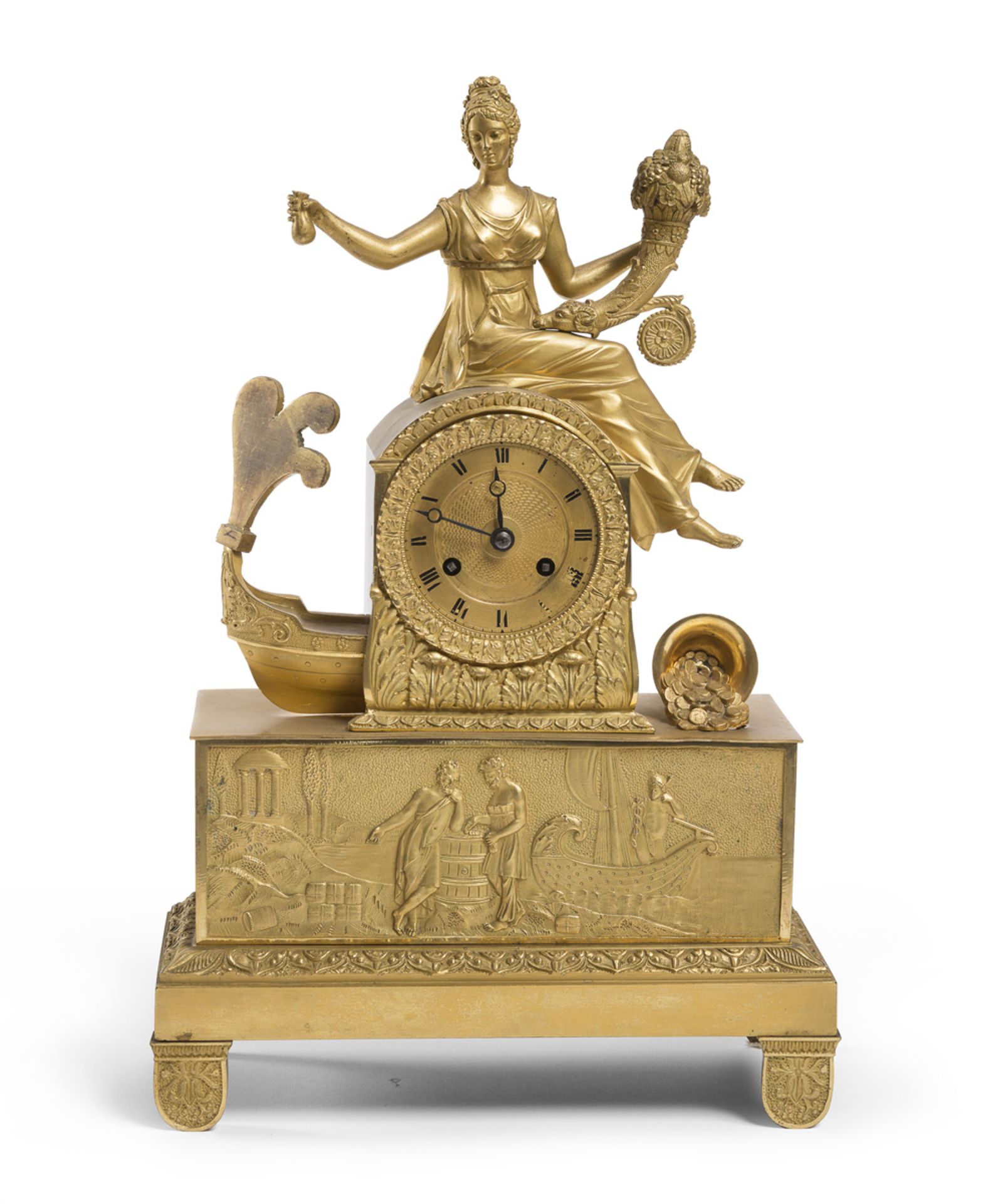 BEAUTIFUL GOLDEN BRONZE TABLE CLOCK EARLY 19th CENTURY