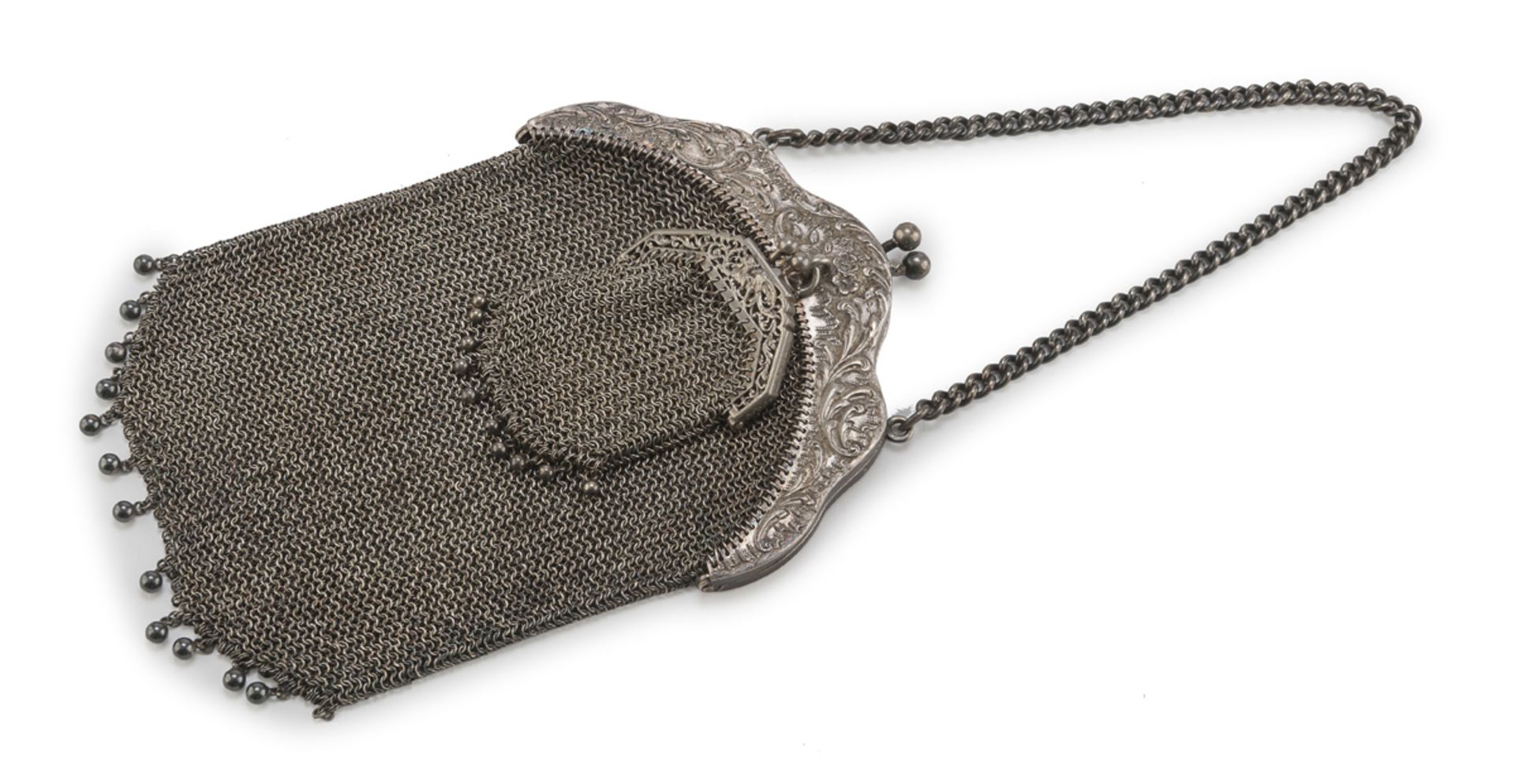 SILVER HANDBAG AND PURSE FRANCE EARLY 20TH CENTURY