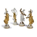 FOUR PORCELAIN AND BISCUIT FIGURES GINORI LATE 19TH CENTURY