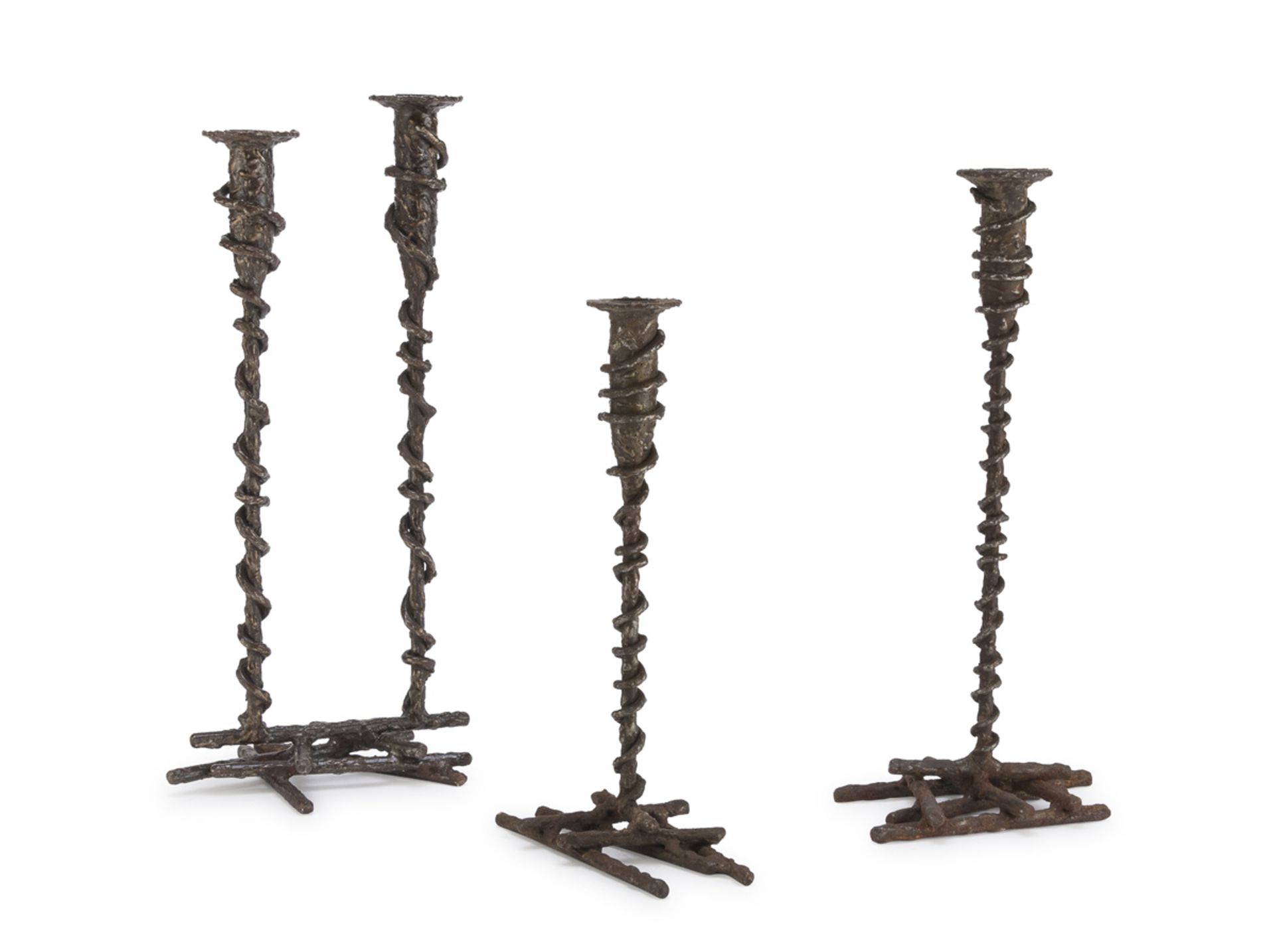 THREE CANDLESTICKS 20TH CENTURY