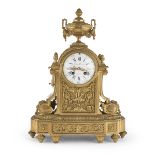 RARE GOLDEN BRONZE TABLE CLOCK GOLAY LORESCHE GENEVA 19TH CENTURY