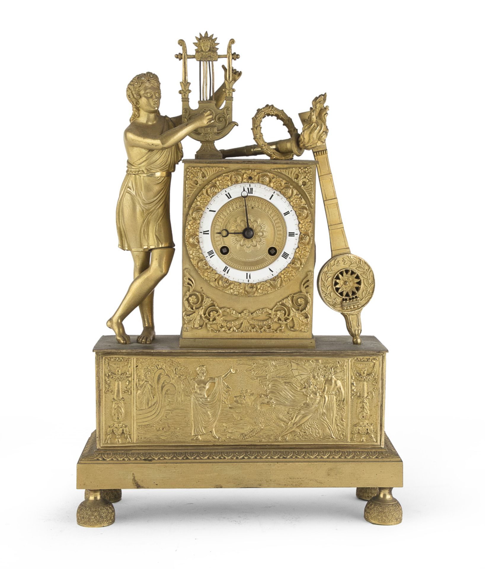 GOLDEN BRONZE TABLE CLOCK early 19th century