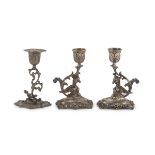 THREE MIGNON CANDLESTICKS IN SILVER ITALY 1944/1968