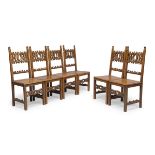 SIX CHAIRS IN WALNUT CENTRAL ITALY 19TH CENTURY
