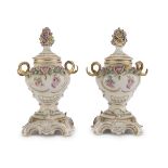 COUPLE OF POTICHES IN PORCELAIN BRAND CAPODIMONTE 20TH CENTURY