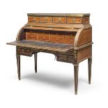 BEAUTIFUL CYLINDER BUREAU IN MARQUETERIE FRANCE NAPOLEON III PERIOD