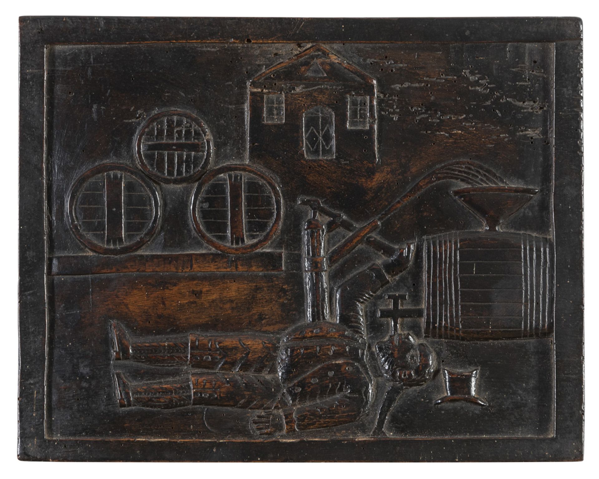 WOODEN BAS-RELIEF AMERICA PROBABLY BOSTON 1780 ca.