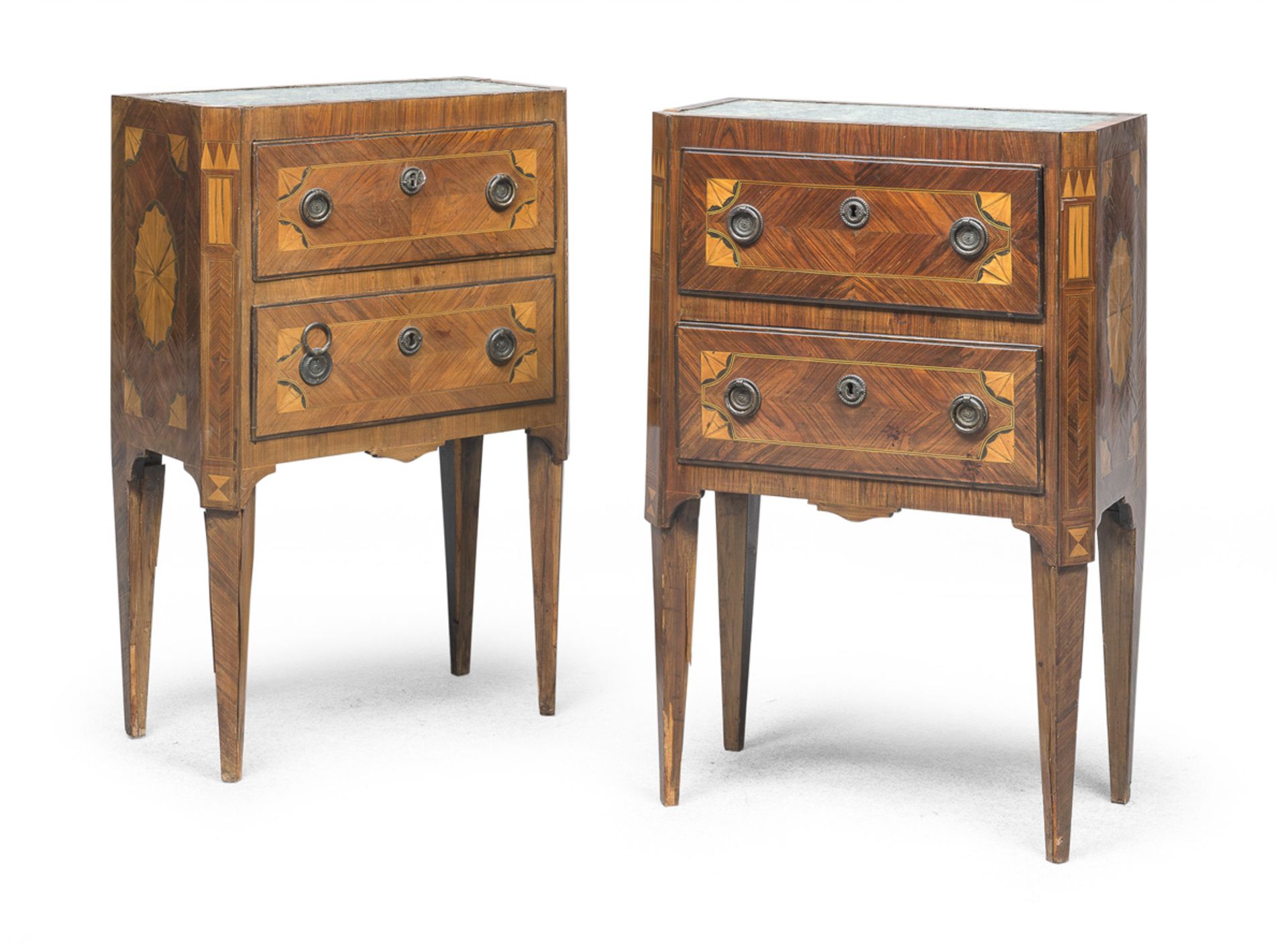 PAIR OF VIOLET EBONY NIGHT STANDS NAPLES PERIOD LOUIS XVI