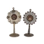 TWO SMALL SILVER RELIQUARIES GENOA 1944/1968