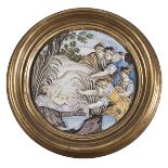 ROUNDEL IN MAJOLICA ROMAN CASTLES SECOND HALF 18TH CENTURY