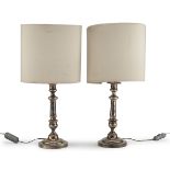 PAIR OF SILVER-PLATED LAMPS ITALY 20TH CENTURY