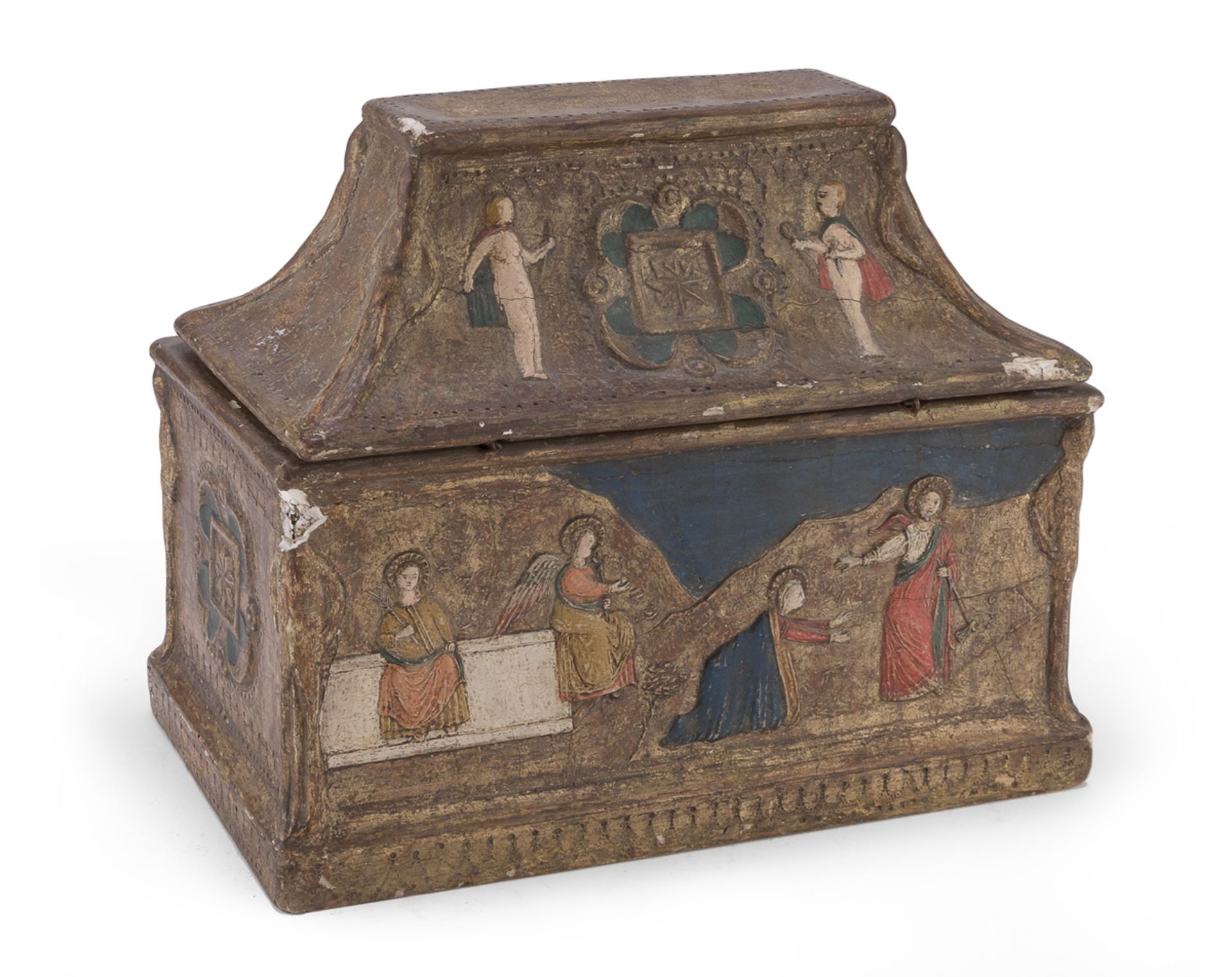 BOX IN PAINTED WOOD AND PLASTER GOTHIC STYLE 19th CENTURY - Image 2 of 2