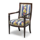 WALNUT ARMCHAIR FRANCE EARLY 19TH CENTURY