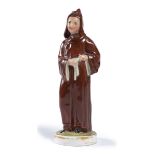 PORCELAIN FRIAR FIGURE FRANCE JACOB PETIT 19TH CENTURY