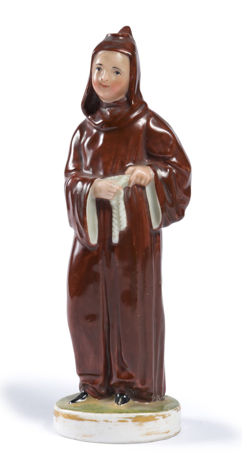 PORCELAIN FRIAR FIGURE FRANCE JACOB PETIT 19TH CENTURY