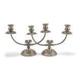 COUPLE OF SILVER TWIN ARM CANDELABRA FLORENCE 1944/1968