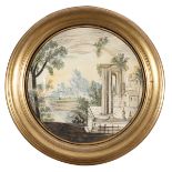 MAIOLICA PLATE LATE 18TH CENTURY ROMAN CASTLES