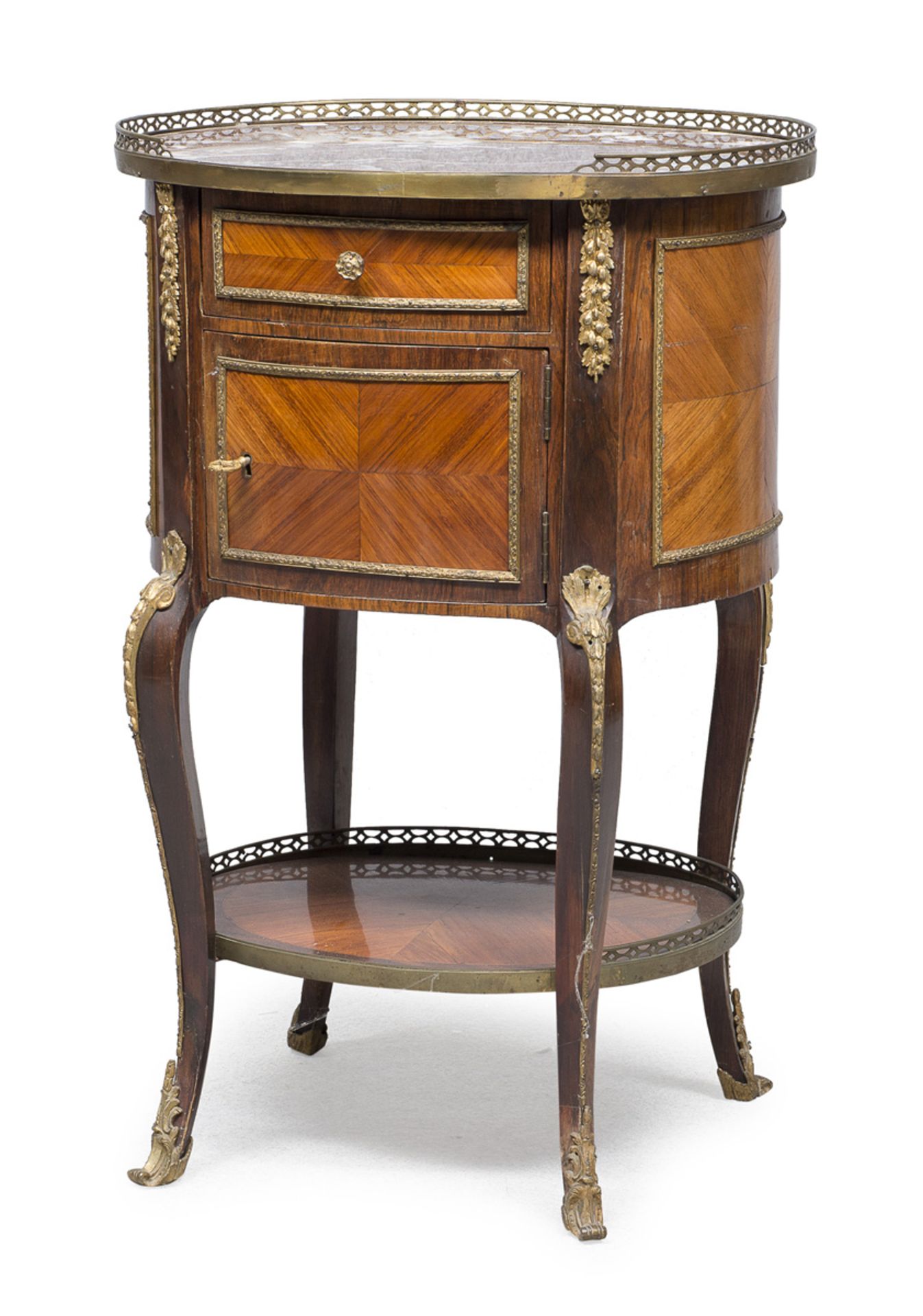 BEAUTIFUL CYLINDER BEDSIDE CABINET IN PURPLE EBONY FRANCE 18TH CENTURY