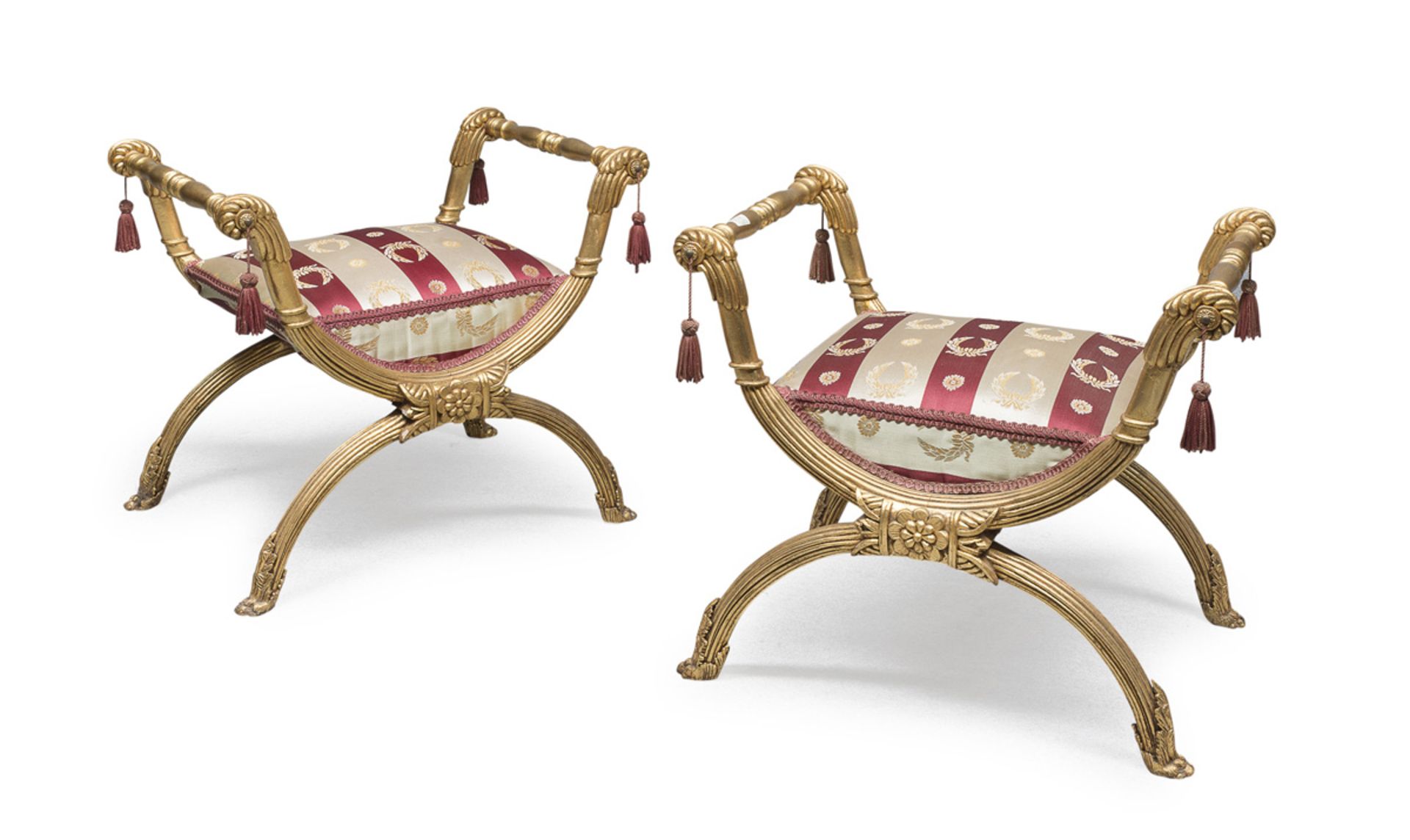 COUPLE OF CLASSIC BENCHES IN GILTWOOD EARLY 20TH CENTURY