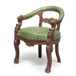 SMALL WALNUT CLUB ARMCHAIR LATE 19TH CENTURY