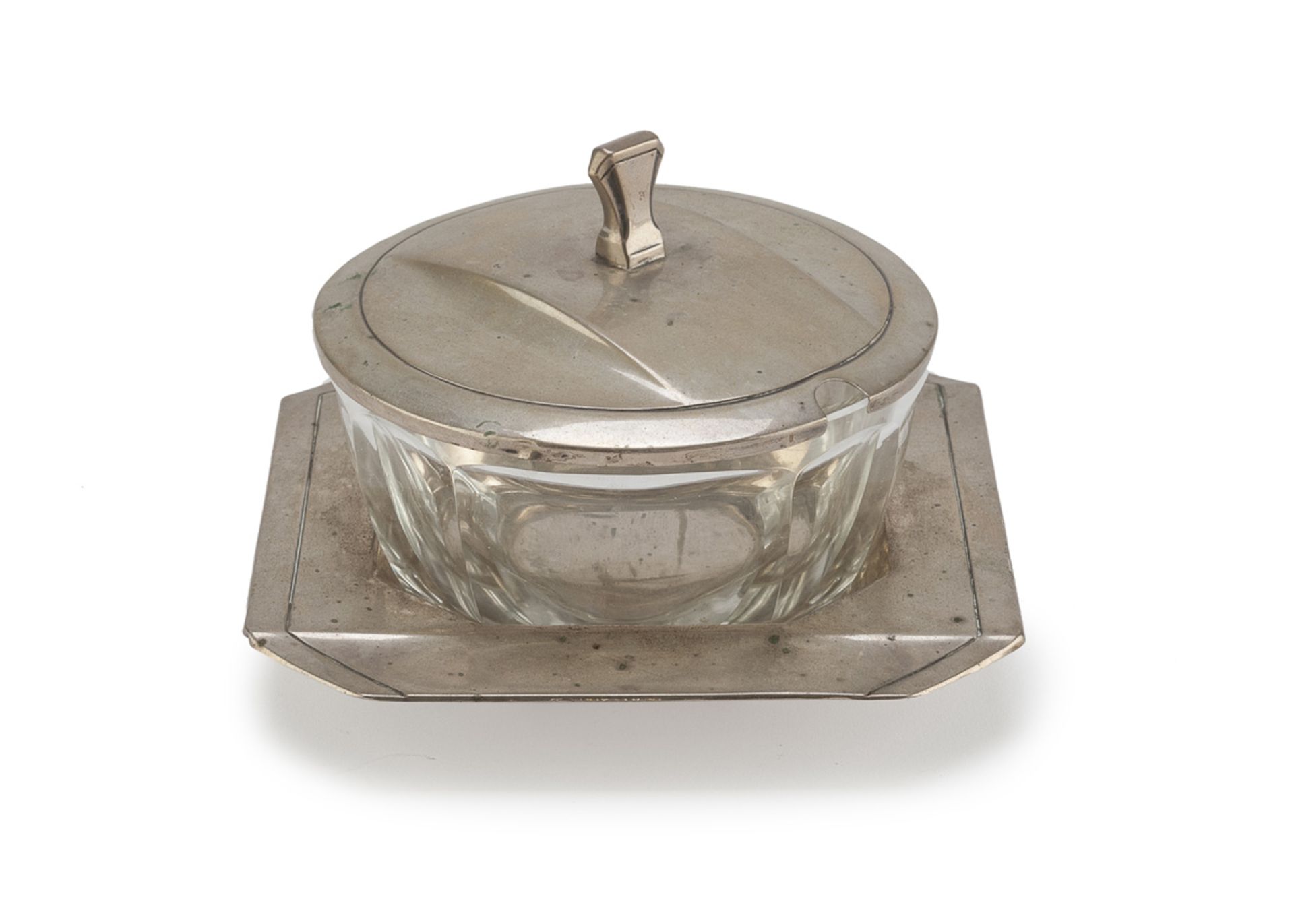 CHEESE BOWL IN SILVER AND GLASS BOLOGNA 1934/1944
