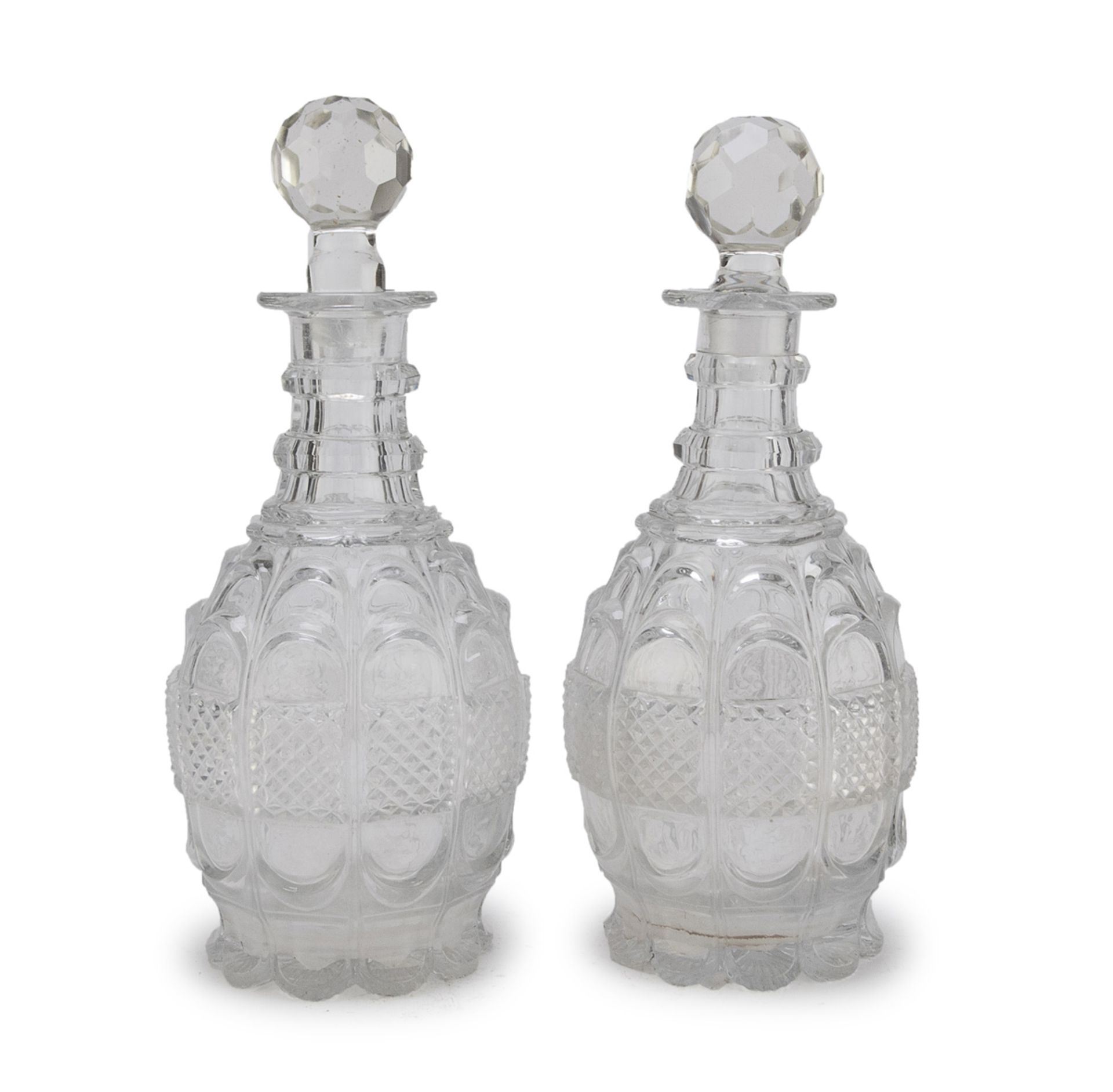 PAIR OF CRYSTAL BOTTLES EARLY 20TH CENTURY