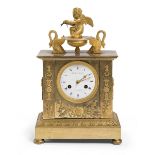 WONDERFUL GOLDEN BRONZE TABLE CLOCK GERMANY JACOB SCHMIDT EMPIRE PERIOD