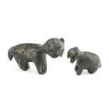 TWO ARCHAIC SOAPSTONE FIGURES OF ANIMALS. PROBABLY SIBERIAN REGION END 19TH CENTURY.