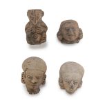 THREE ECUADORIAN HEADS AND AN ANIMAL FIGURE IN TERRACOTTA. 6TH CENTURY B.C. - 16TH CENTURY.