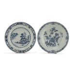 TWO CHINESE WHITE AND BLUE PORCELAIN DISHES 18TH CENTURY