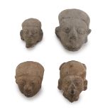 FOUR ECUADORIAN TERRACOTTA HEADS. 6TH CENTURY B.C. - 16TH CENTURY.