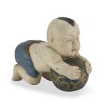 A CHINESE POLYCHROME PAINTED WOOD HEADREST 20TH CENTURY.