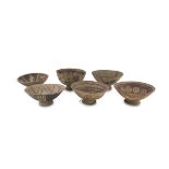 SIX SOUTH AMERICAN POLYCHROME PAINTED EARTHENWARE BOWLS. 19TH-20TH CENTURY.