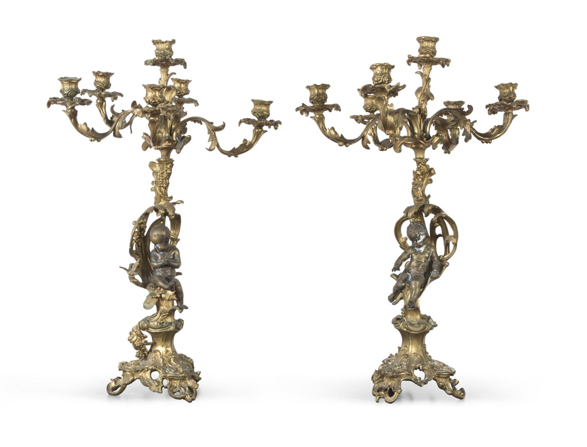 PAIR OF BRONZE CANDELABRA 19TH CENTURY