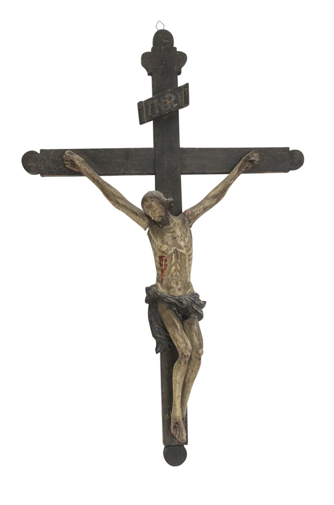 CRUCIFIX IN LACQUERED WOOD PROBABLY SPAIN LATE 18TH CENTURY