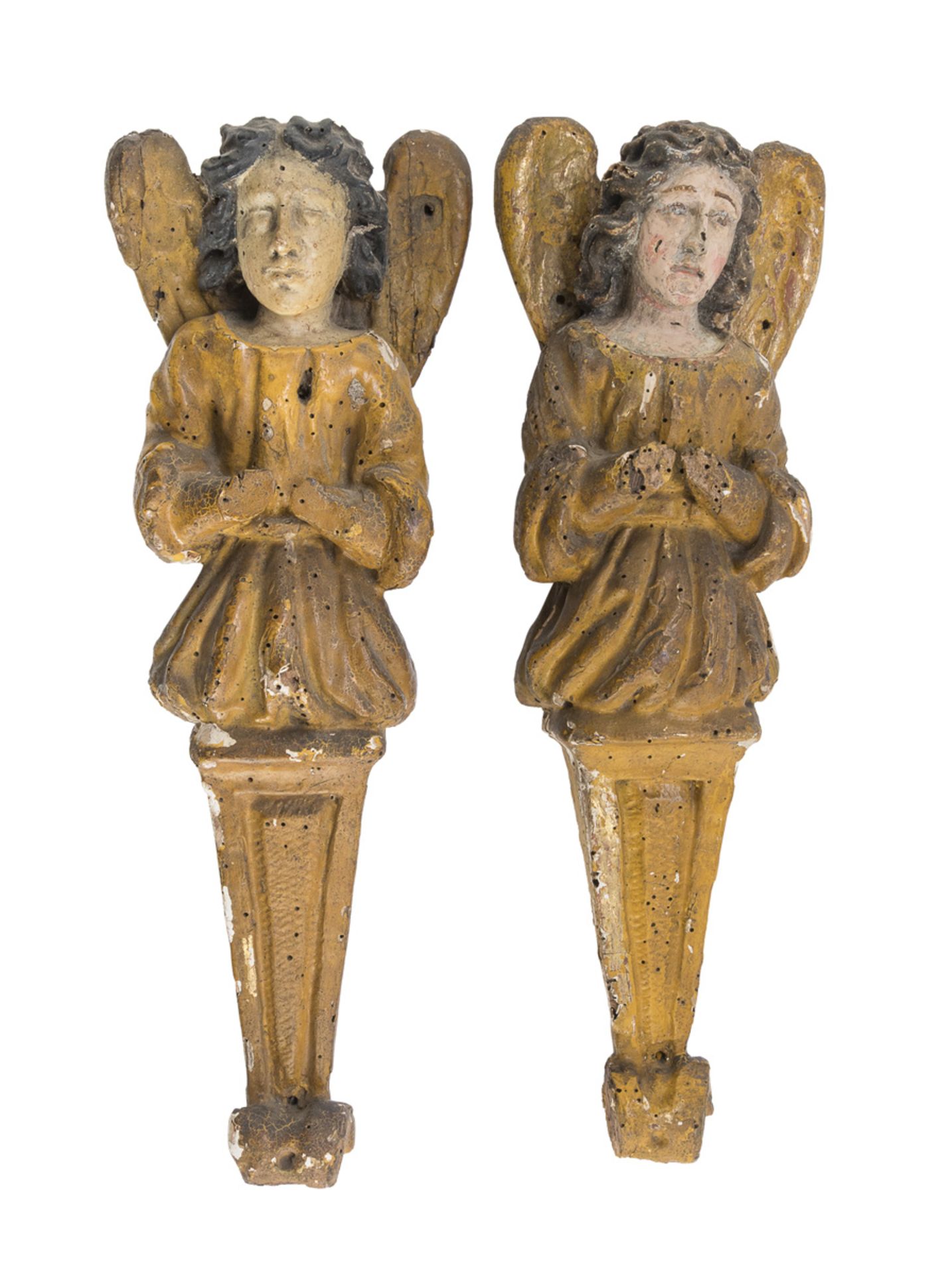 PAIR OF LACQUERED WOOD PILASTER 17TH CENTURY