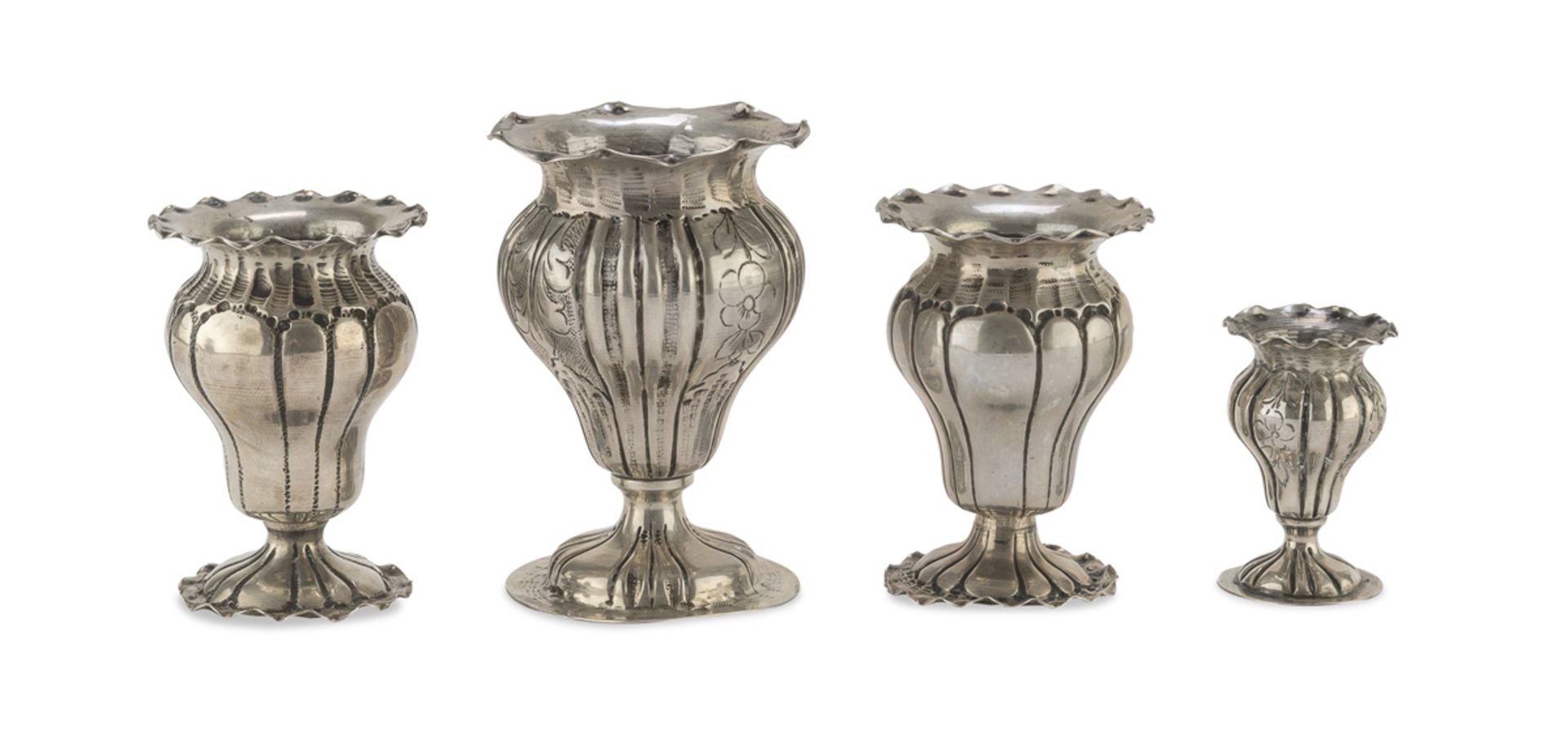 FOUR SILVER VASES PUNCH KINGDOM OF ITALY 1872/1933