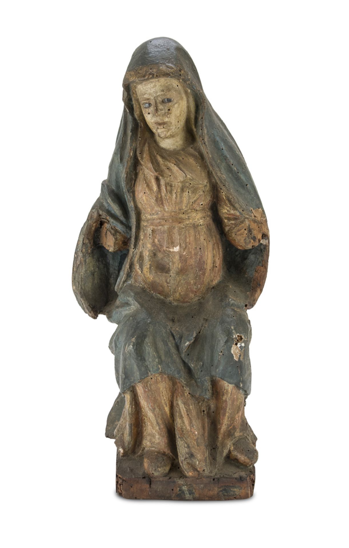 LACQUERED WOOD SCULPTURE OF THE VIRGIN 16TH CENTURY