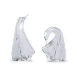 PAIR OF CRYSTAL PENGUINS SCULPTURES DAUM FRANCE EARLY 20TH CENTURY
