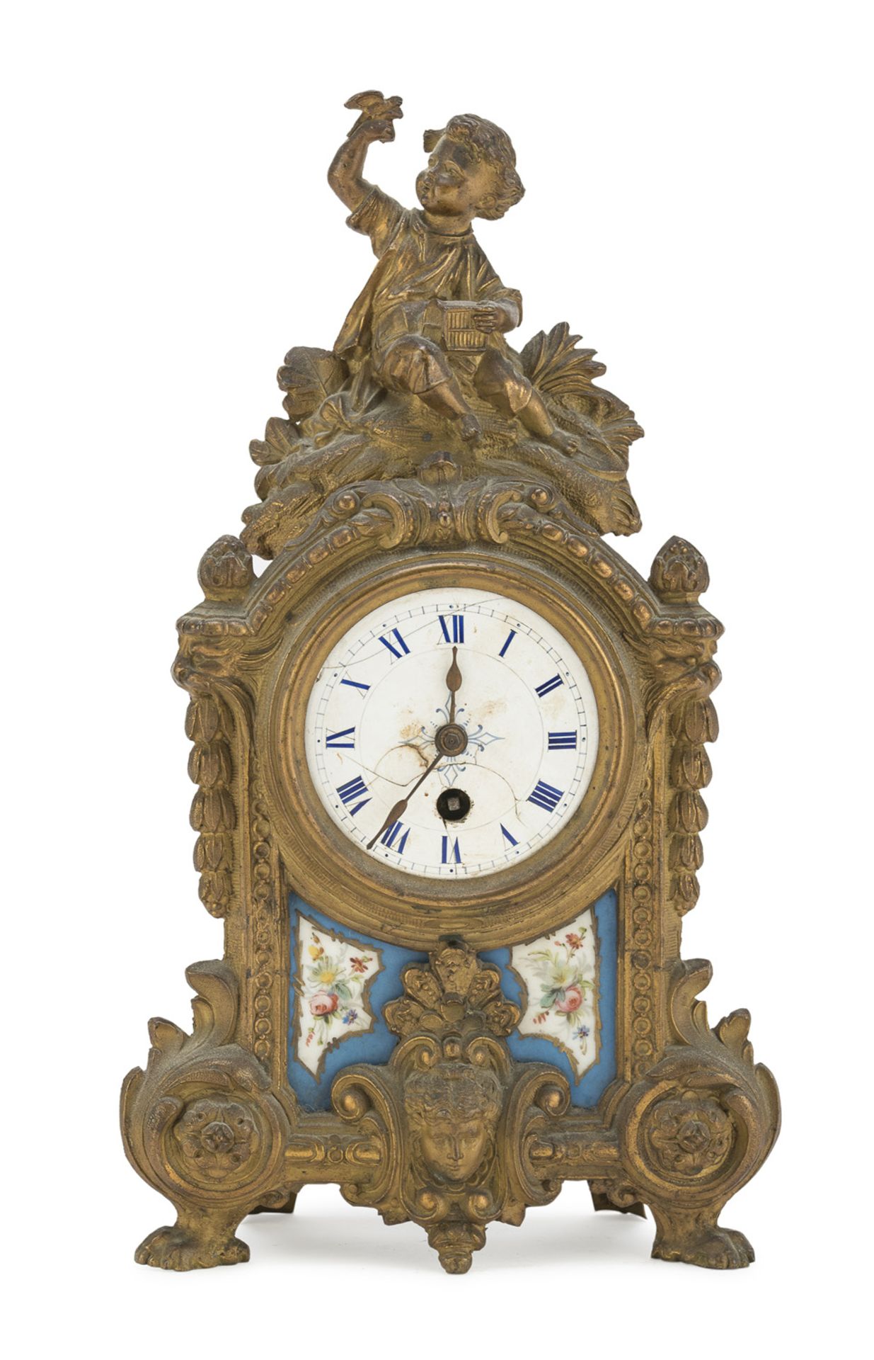 SMALL METAL TABLE CLOCK 19th CENTURY